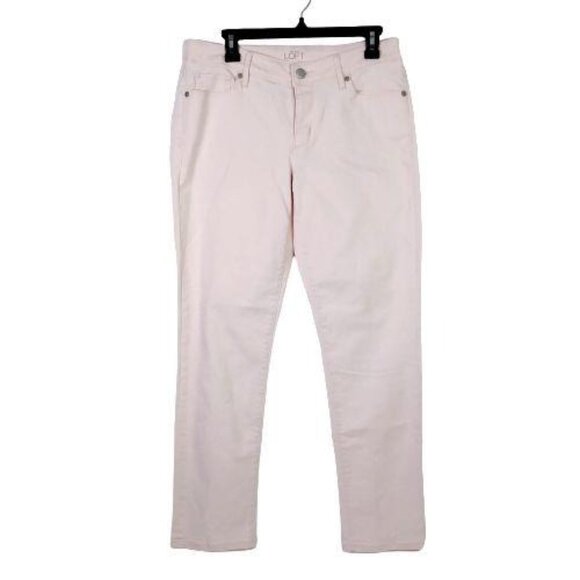 Loft Womens 29/8T 32x29 Light Pink Jeans Curvy Crop Cuffed Stretch Denim Casual - Picture 1 of 12